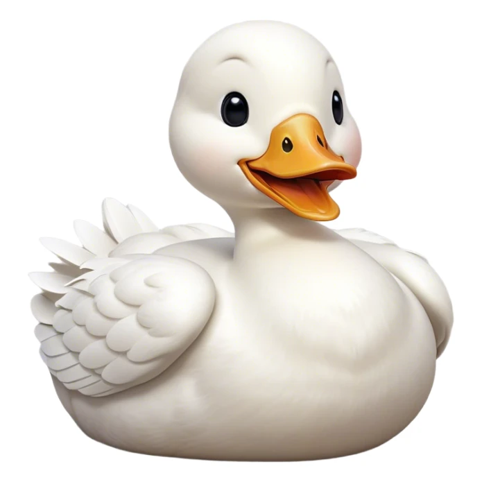 Cinematic Cute Yawning White Duck Portrait Emoji, Head tilted slightly with a dramatic, wide-open yawn, showcasing a soft, downy white plumage with gently drooping wings, round eyes barely open in drowsy contentment, Simplified yet irresistibly adorable features, highly detailed, glowing with a soft, cozy glow, high shine, relaxed yet expressive, stylized with a touch of whimsy, bright and endearing, soft glowing outline, capturing the essence of a sleepy yet affectionate duck, so drowsy it feels like it could float out of the screen and curl up for a nap! sticker