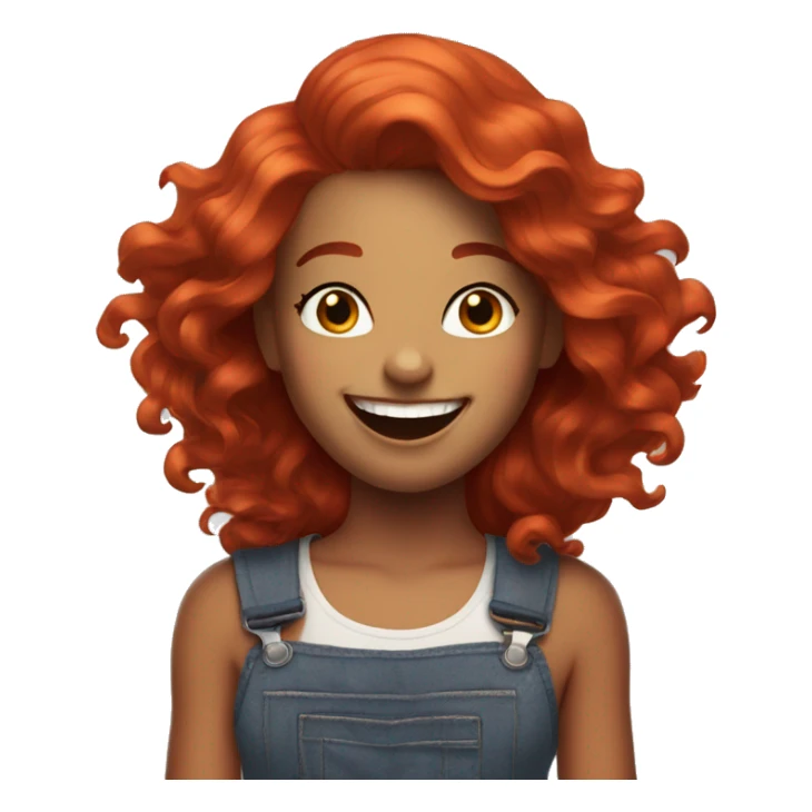 girl with long red hair styled on a dyson laughing sticker