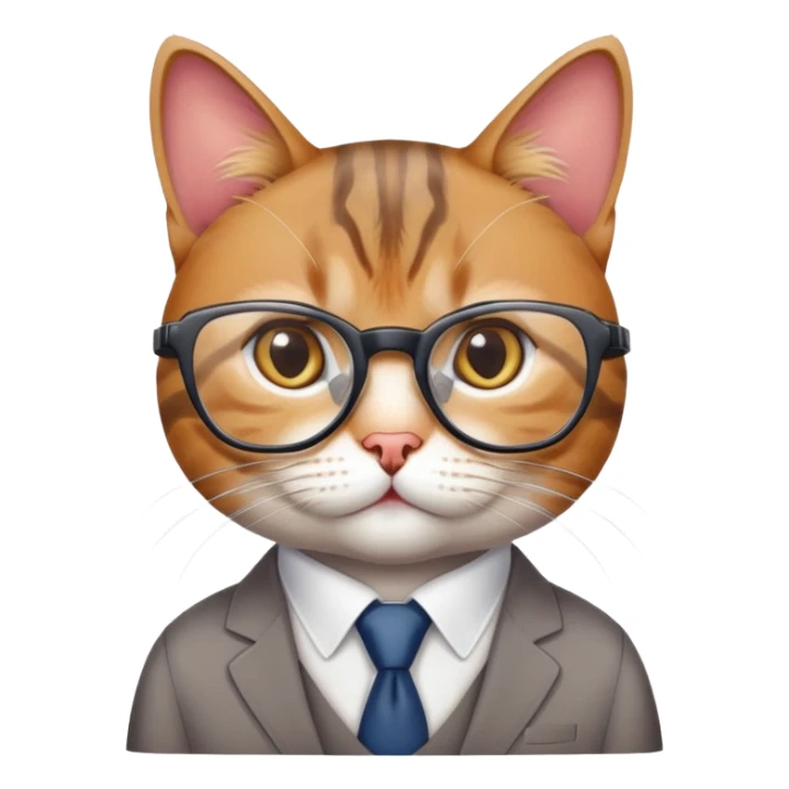 Cat with glasses looking like an office boss, professional business cat sticker