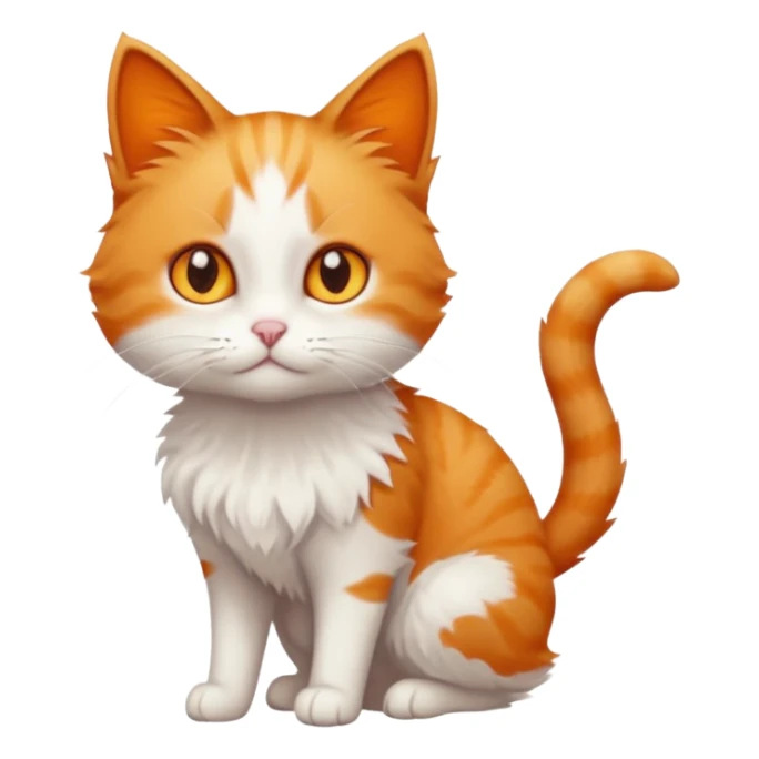 full body of tiny + skinny ginger and white cat with deep orange eyes sticker