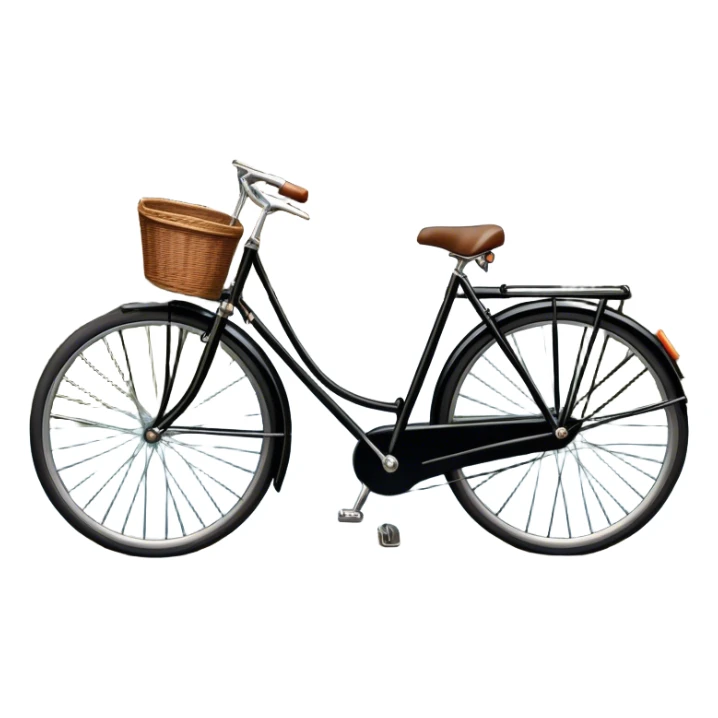 Cinematic Realistic image of a classic Dutch bicycle, rendered with sleek design details and finely textured components, set against an urban canal scene with soft, diffused daylight sticker