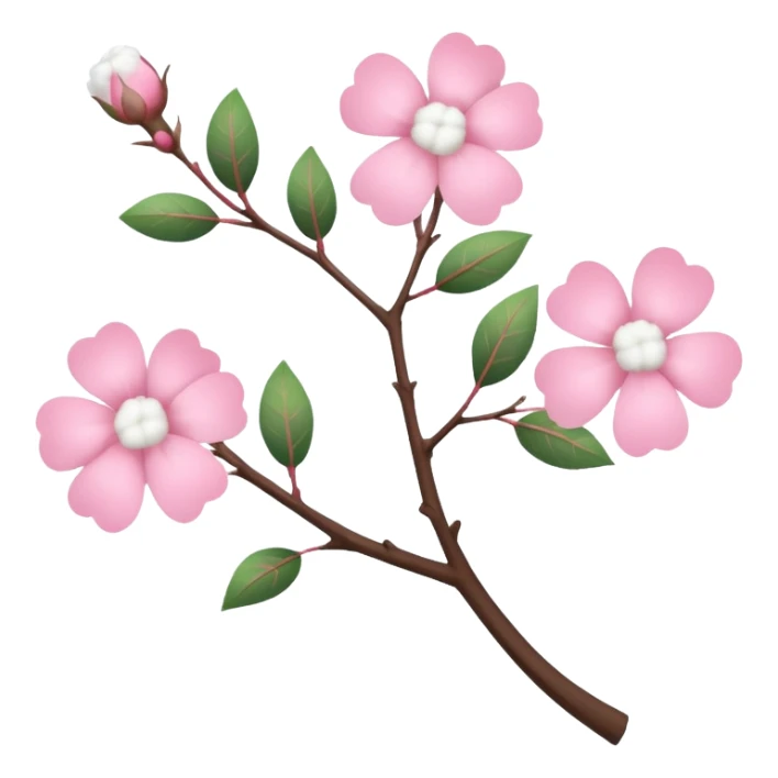 tree branch decorated with flowers and cotton sticker