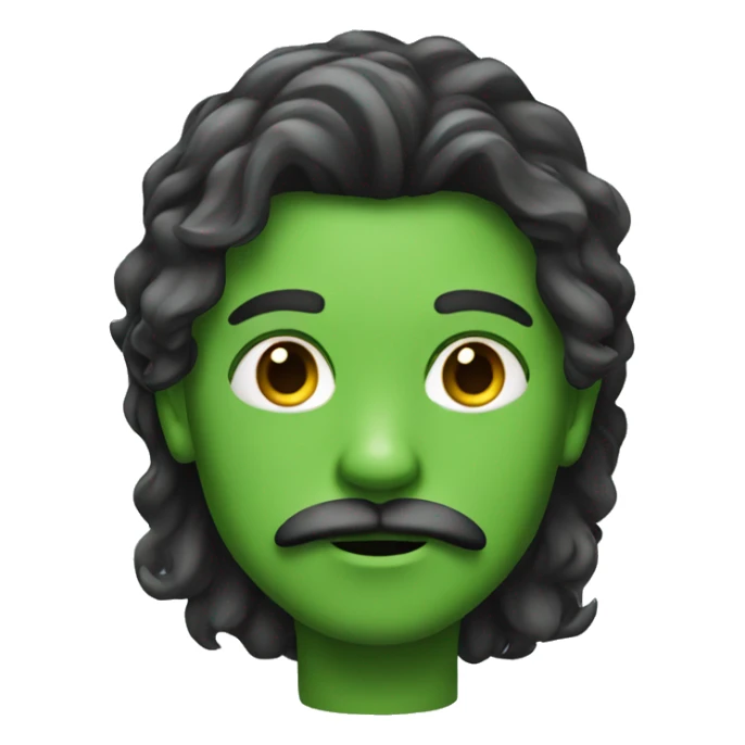 boy green skin with moustache and long hair sticker
