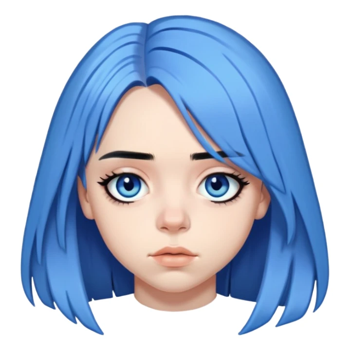billie eilish long blue hair dark eyeliner sticker