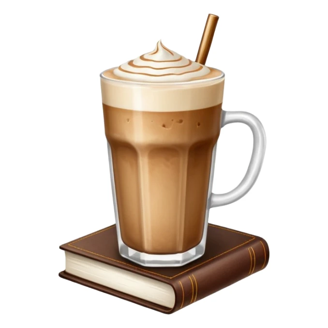 Ice latte and beautiful brown book sticker