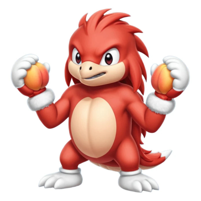 Sonic the hedgehogs friend knuckles a red animal with peach arms and white mittens that have no fingers , he’s a echidna with red eyes sticker