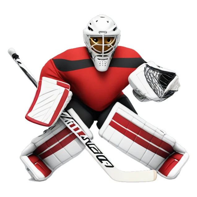 Ice hockey goalie with red pads sticker