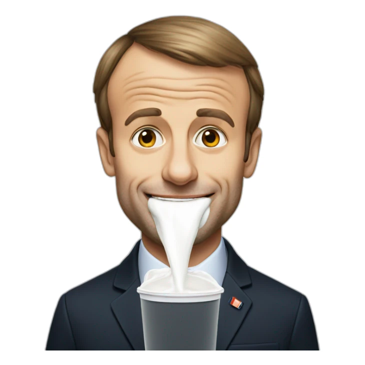 Emmanuel-macron-with-milk-around-the-mouth sticker