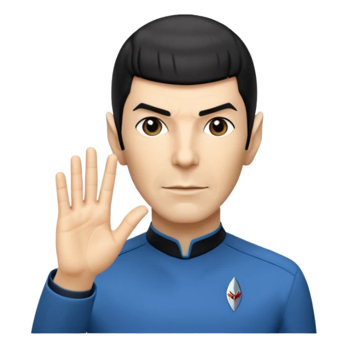 Spock making the Vulcan salute in Starfleet blue uniform (Star Trek) sticker