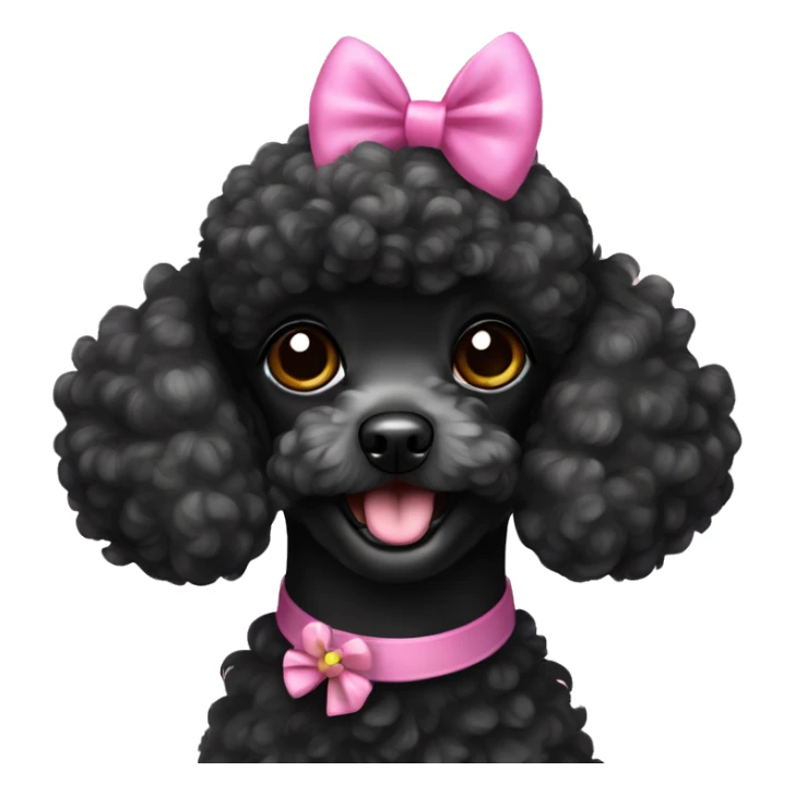 Black toy poodle with pink bows on ears sticker