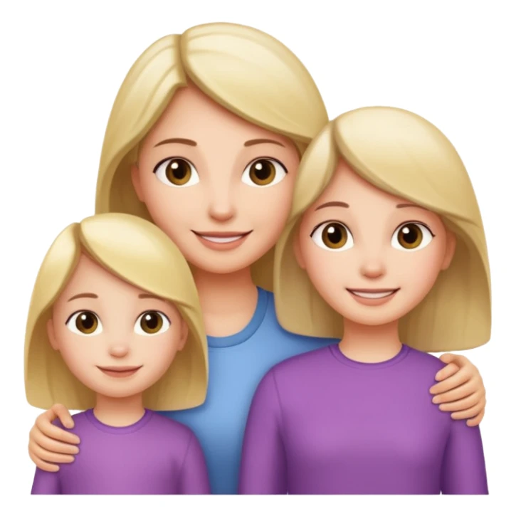 a little girl and her mother standing together, both with similar appearance sticker