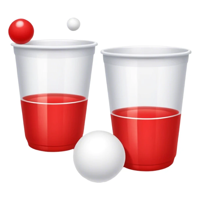 beer pong with a couple cups and white ping pong balls sticker