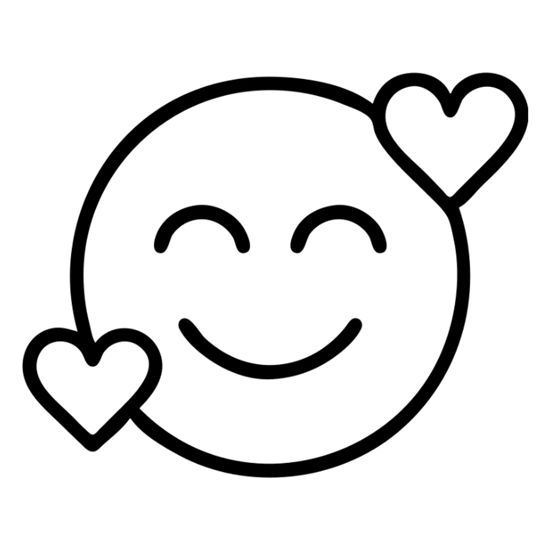monochrome black and white love emoji smiling with hearts sticker