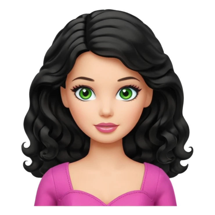 Barbie with black wavy hair and green eyes sticker