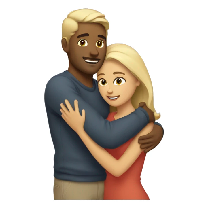 Blond man and hispanic woman hug each other sticker