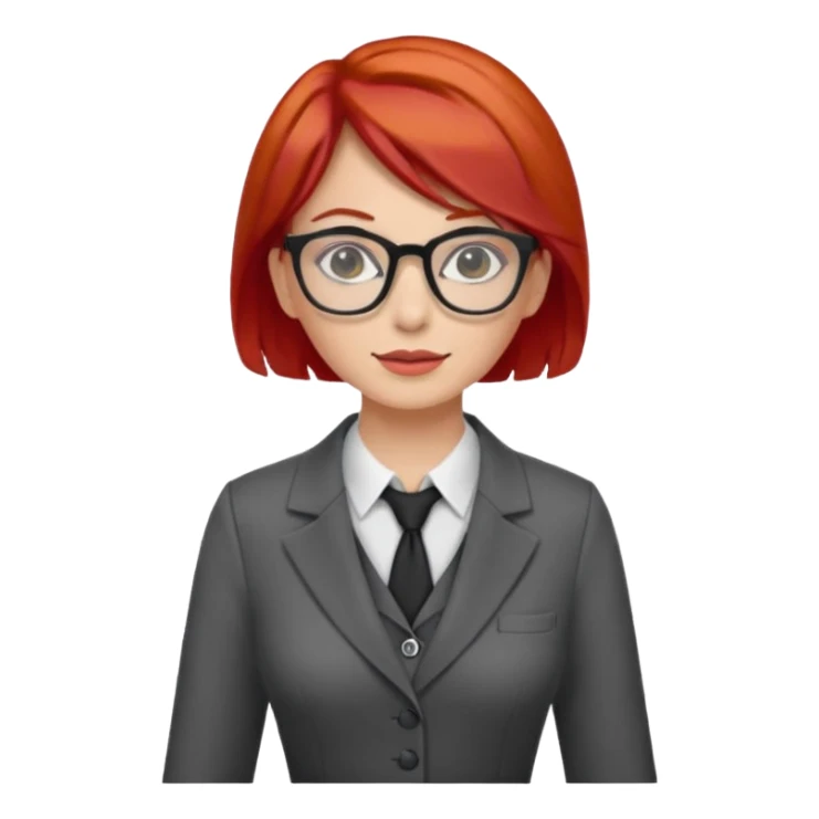 tailor woman with red hair and glasses sticker