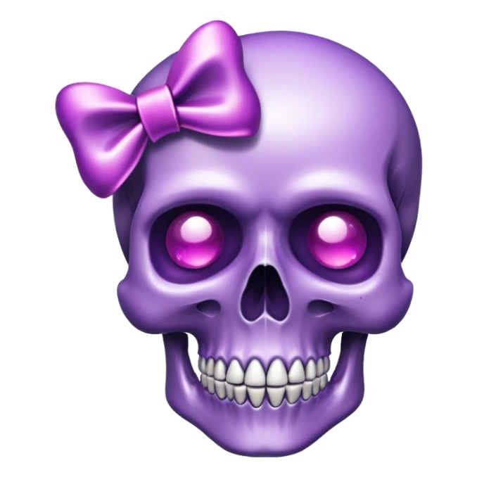  a purple colored skull having a bow with sparkles as background sticker