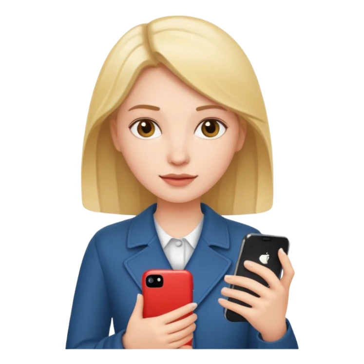 Mujer joven blanca con teléfono en mano  sticker