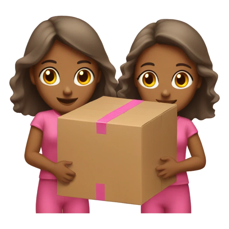 Two tan girls holding a pink wide box  sticker