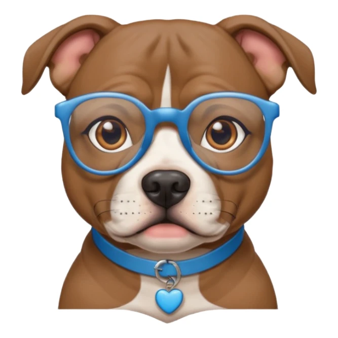 Blue English staffy with glasses sticker