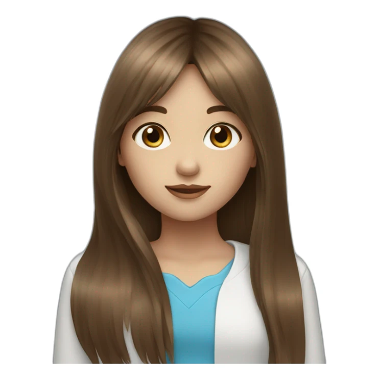 Brown long hair fringe girl with blue eyes sticker
