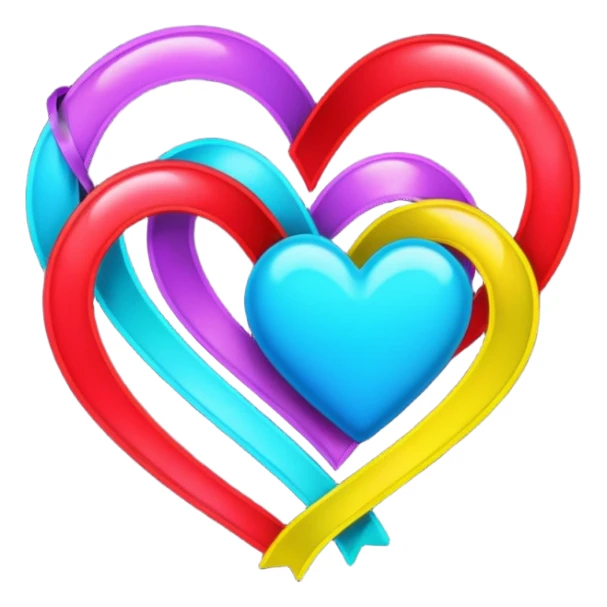 Neon hearts  and neon ribbons  sticker