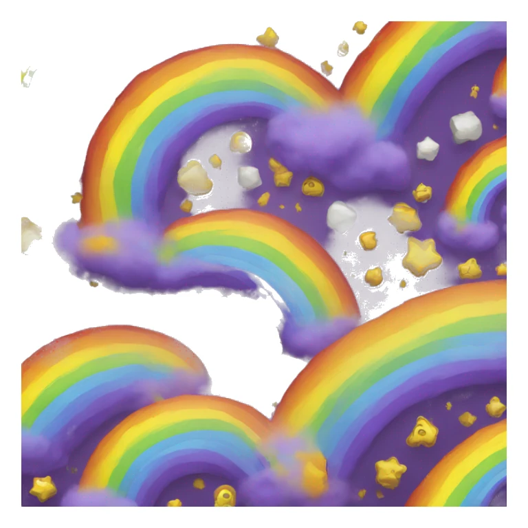 a rainbow with purple, yellow, black and white color sticker
