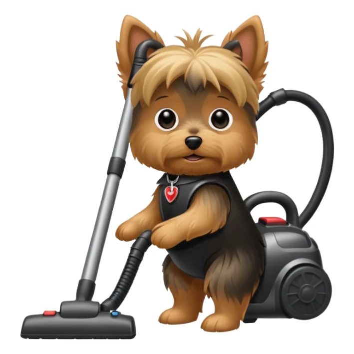 Yorkie dog with a vaccum sticker