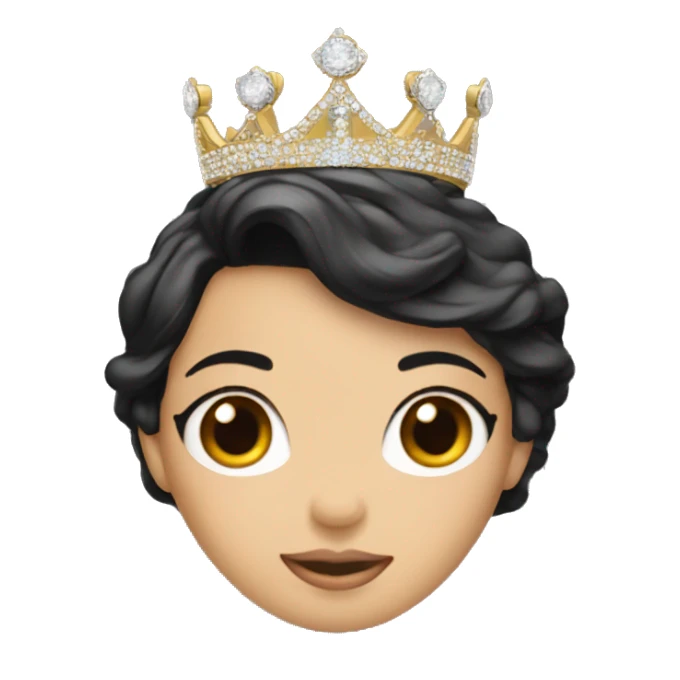 Miss Universe crown with black hair, asian face sticker