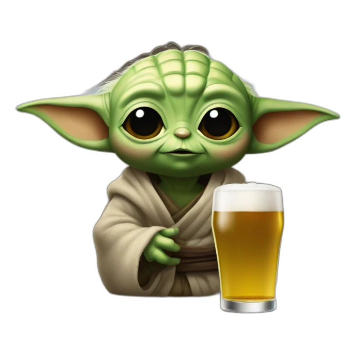 Bébé Yoda sur Luffy en train de boire une bière sticker