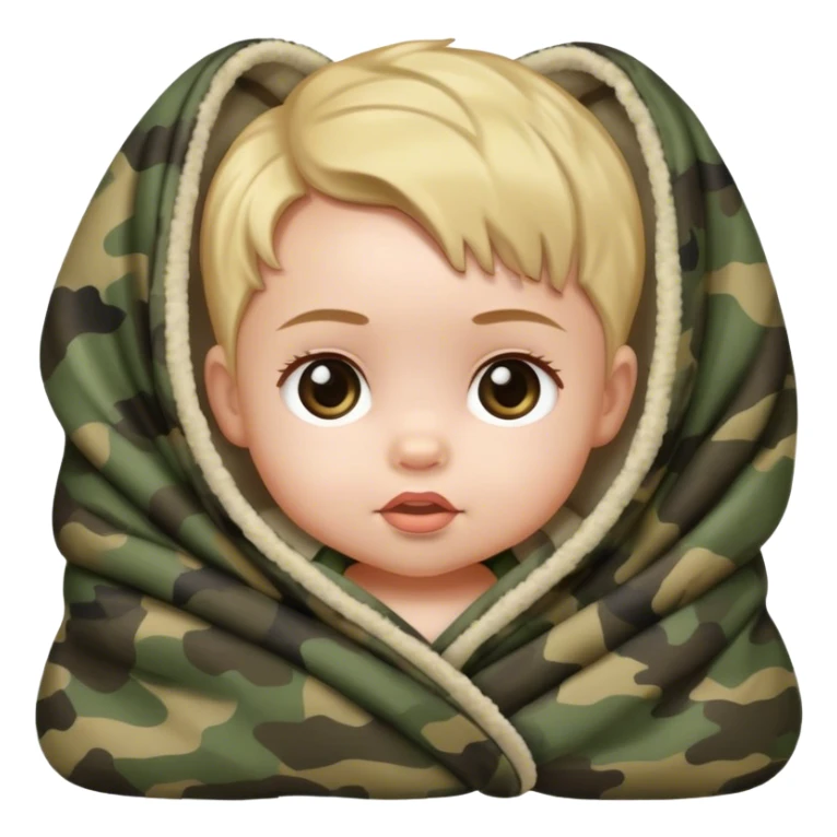 Baby girl wrapped in a camo blanket ￼ sticker
