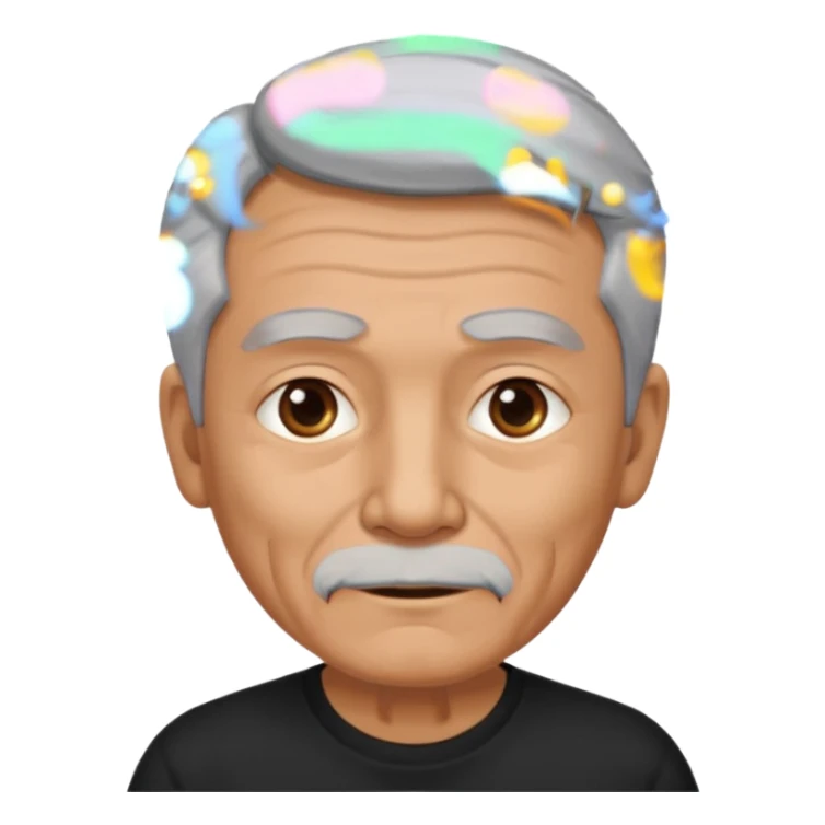 old man wear black t-shirt sticker