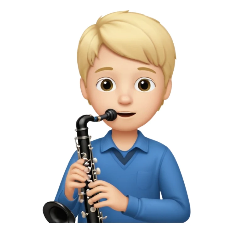 Ragazzo biondo con guance rosse che suona clarinetto sticker