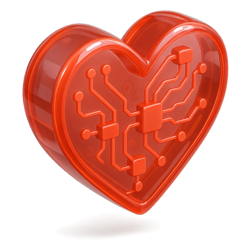 heart icon with glossy circuit style sticker