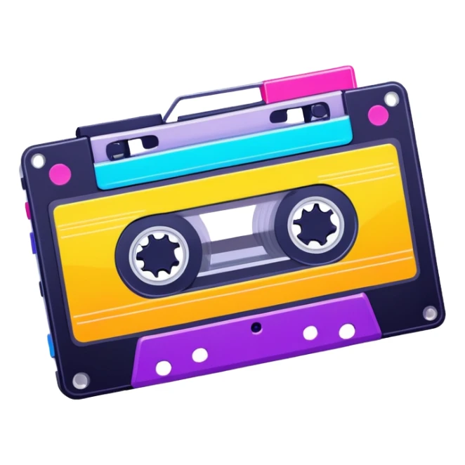 Retro 90s Vibes – Cassette tapes, VHS effects, and neon colors. sticker