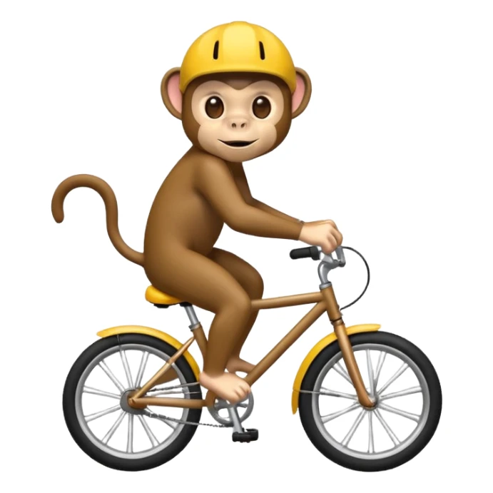 monkey pretending to ride bike but bike sticker