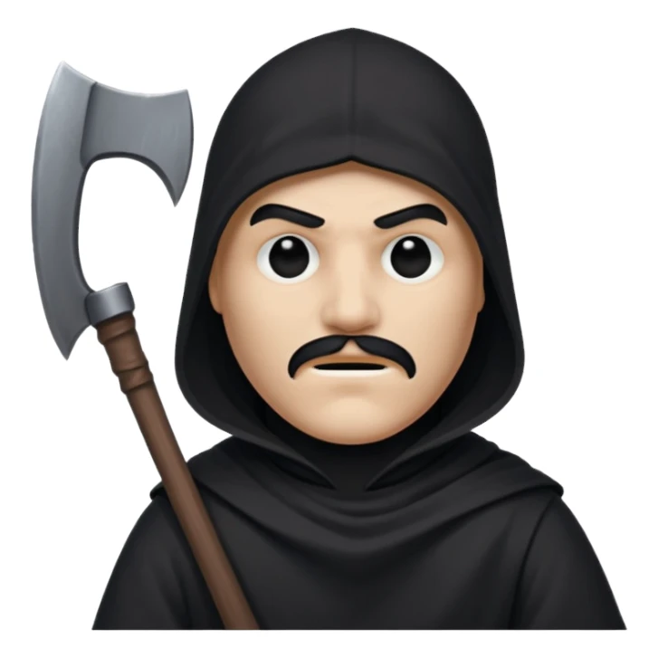an executioner with a black sheet on his face so we can't see his face but only his eyes and an axe in his hand sticker