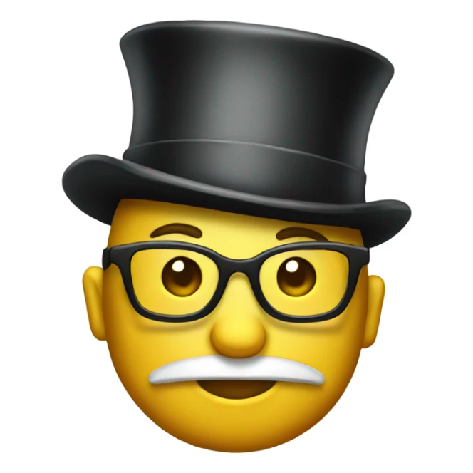 nerdy emoji with a top hat sticker