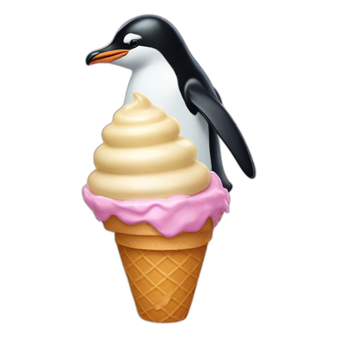 A penguin in an ice cream cone sticker