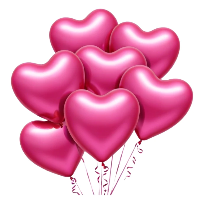Six metallic colored balloons in the shape of a heart. three pink and three red sticker