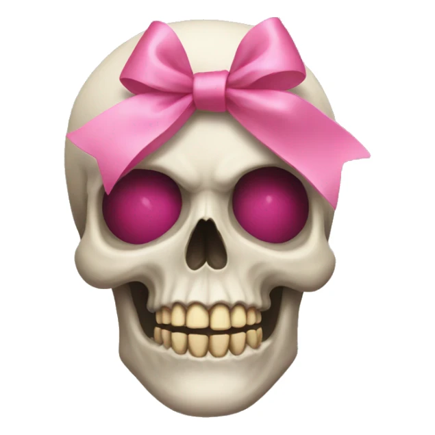 Skull with a pink bow and a short wig sticker