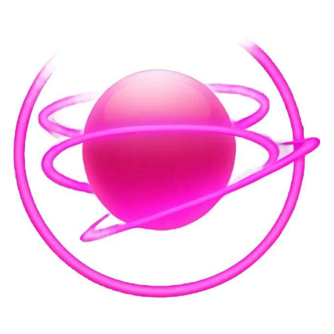 Neon pink planet with glowing rings and hearts  sticker