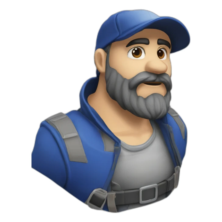 Chauve casquette barbe légère yeux bleu sticker