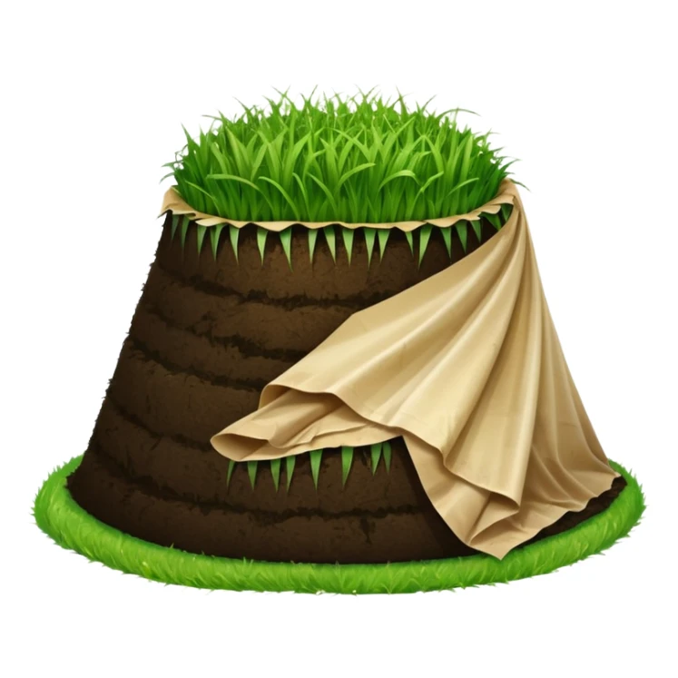 A mound of silage covered by plastic sheeting, but partially open so we can see it sticker