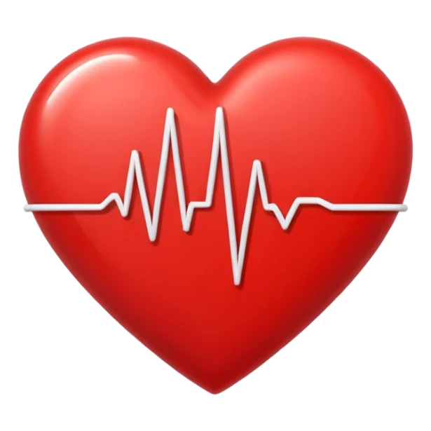 Minimal line-art icon of a heart with a pulse line inside, clean modern style, simple outlines, no background, transparent, represents “medical challenges / health difficulties sticker