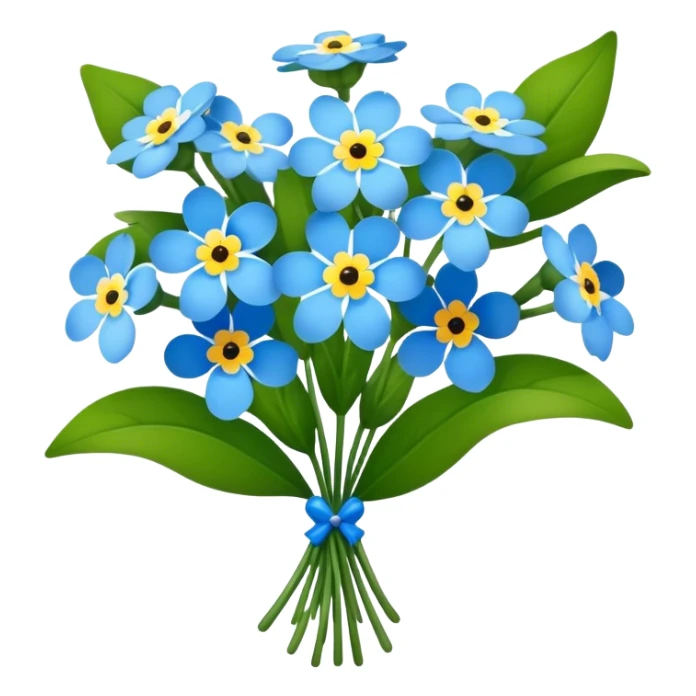 luxuriant, big bouquet Forget-Me-Not flower, stem, leaf sticker