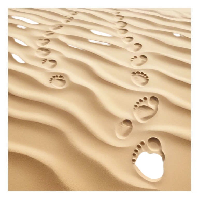 **Baby footsteps lead ahead of larger ones**, as if guiding the adult forward.  sticker