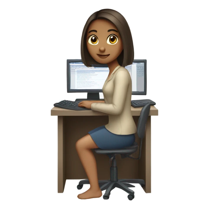 Medium straight hair computer science girl intern with a computer  light brown skin sticker