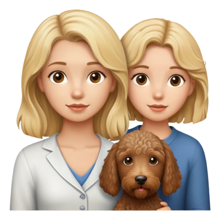 blonde girl with brown labradoodle  sticker