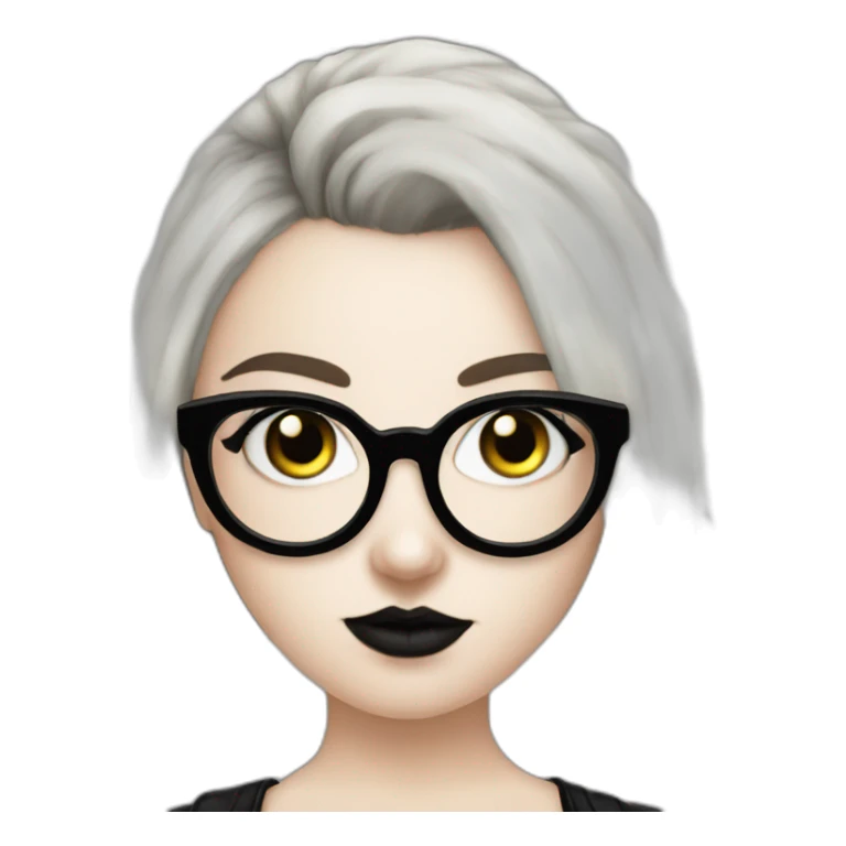 White girl Goth punker with piercing nose and glasses sticker